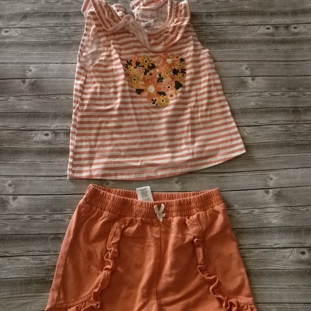 10/$40 Little Lass Pink and Orange Striped Floral Set